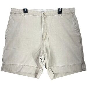 Columbia Canvas Fishing Shorts Mens 38 Green Gear 7" Inseam Chino Dock Broken In
